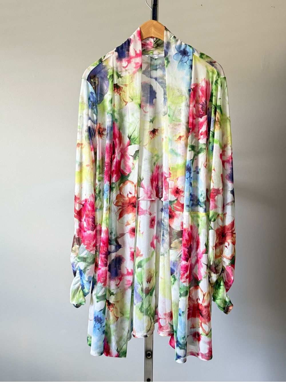 Susan Graver Floral Mesh Cardigan Duster A652793 1X